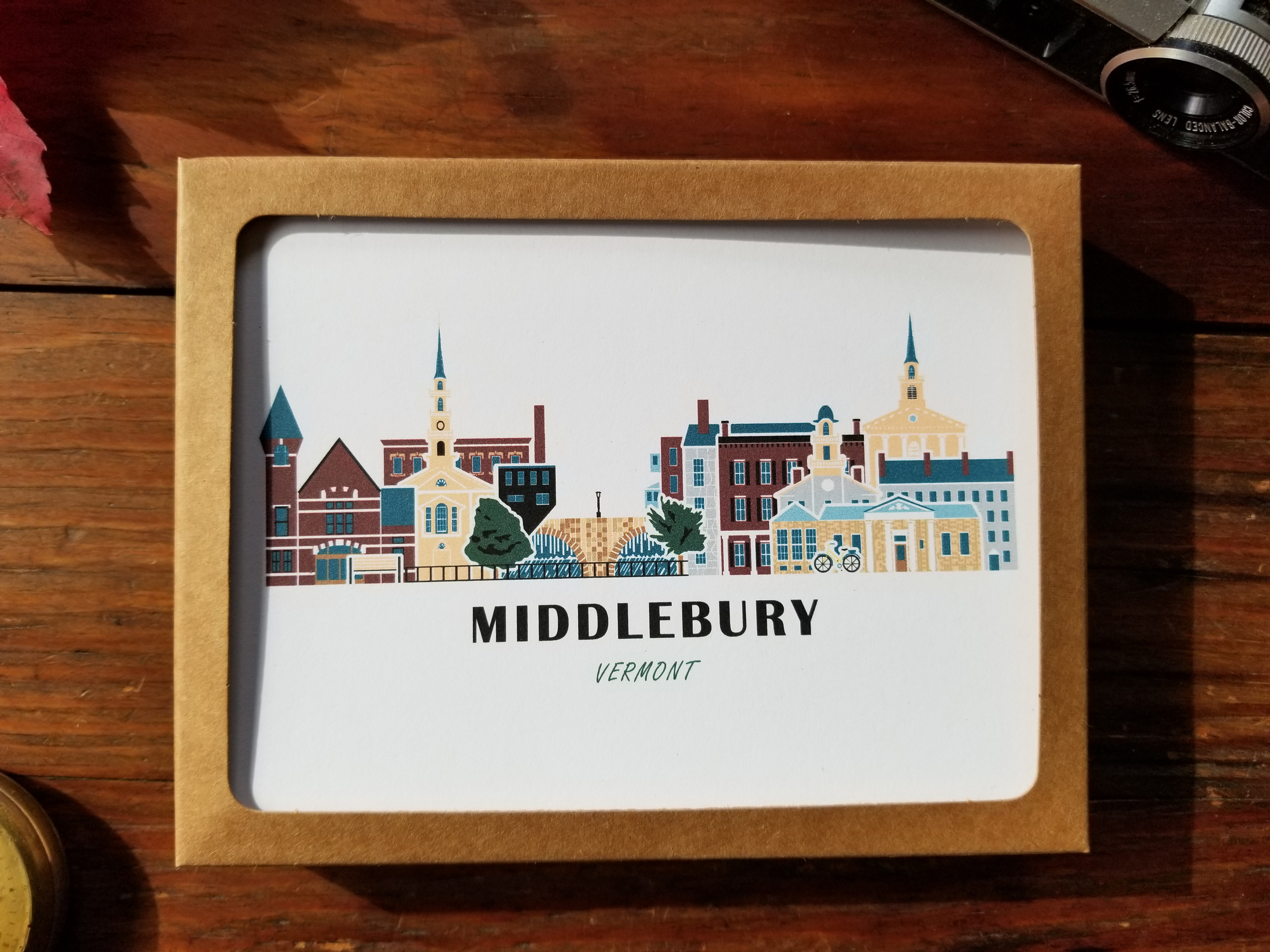 Middlebury Vermont Cityscape | Blank Note Card Set | 6 A2 Cards + Envelopes